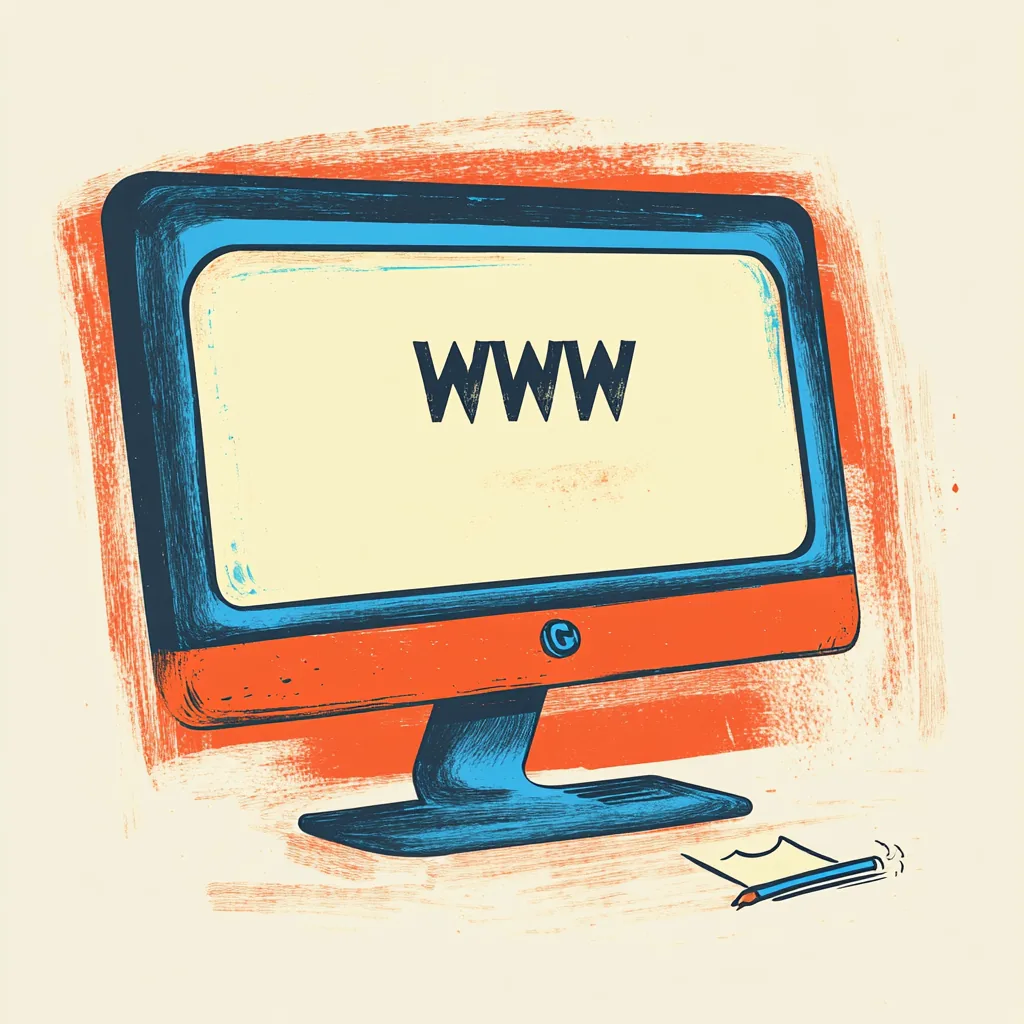Ilustração de um monitor com a sigla WWW.