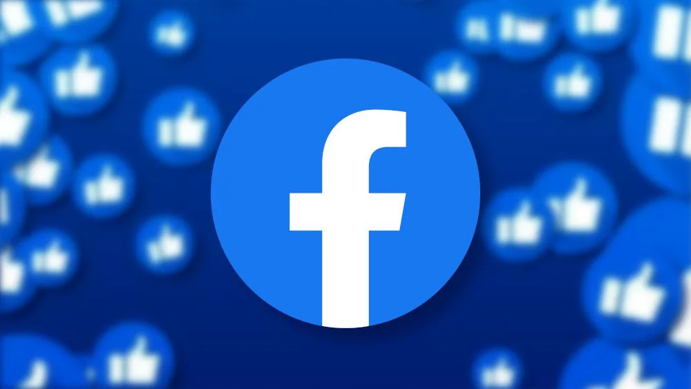Logotipo Facebook sobre símbolos de curtidas.