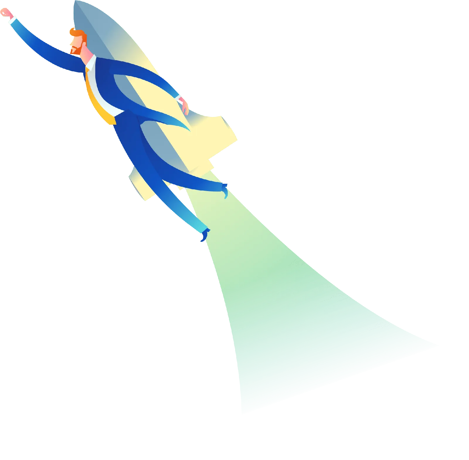 Ilustração de pessoa com uma lanterna apontando para uma área iluminada.