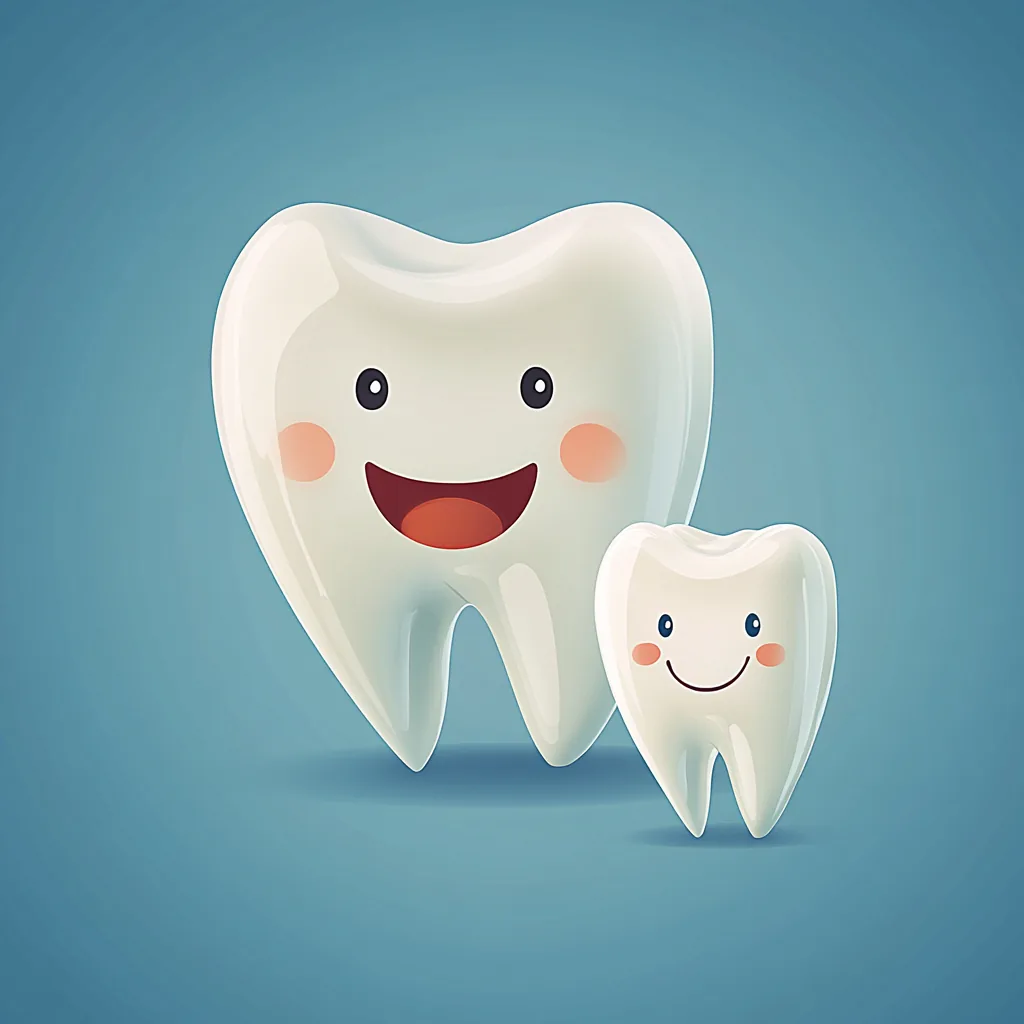 Ilustração de dois dentes representando pai e filho.