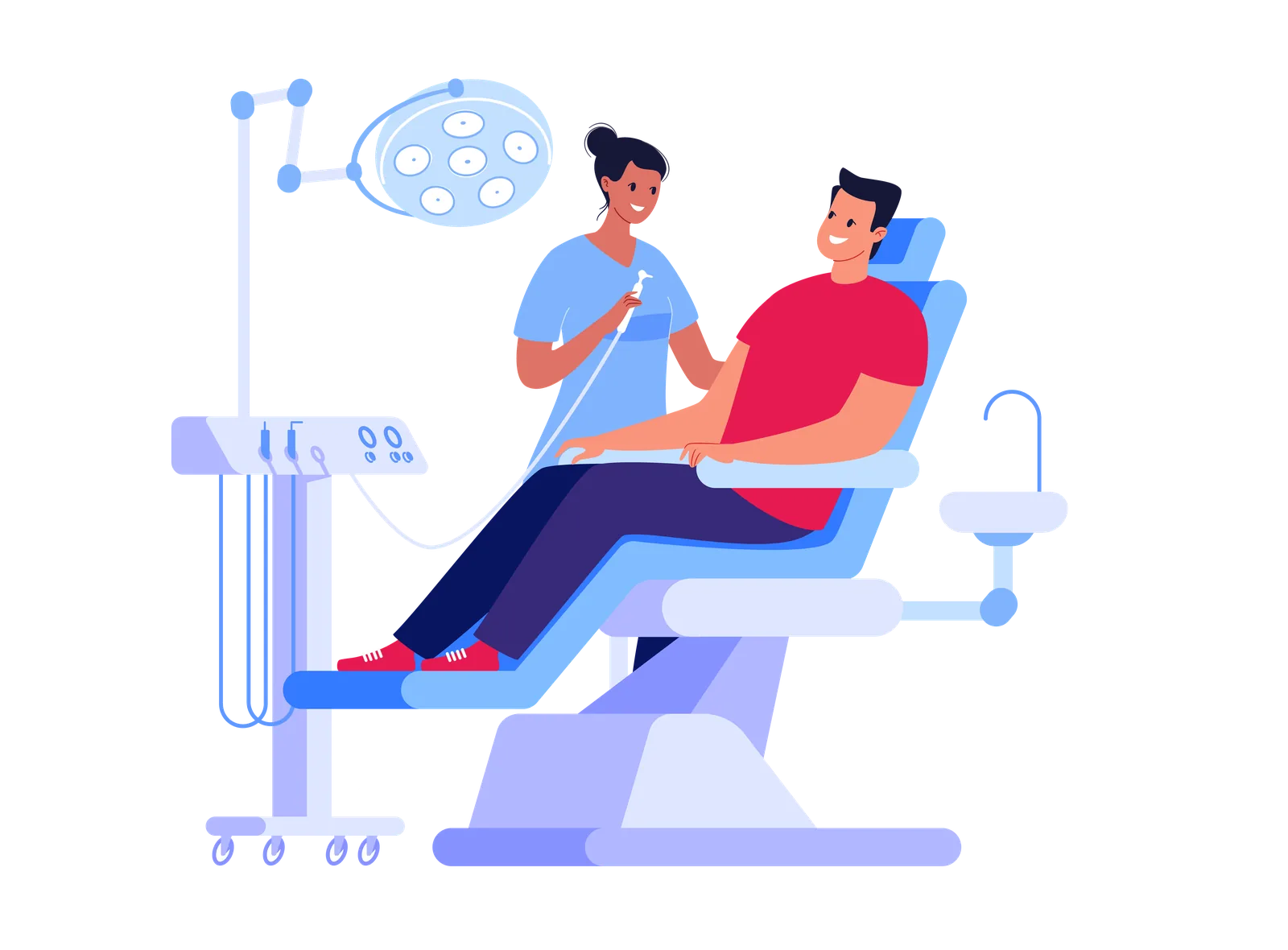 Ilustração de dentista atendendo um paciente.